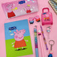 Le Delite Cute Stylish Cartoon Pig Combo For Girls/Boys Kids/Diary Notebook With Pen, Pencil, Suitcase Eraser, Tin Pouch/Piggy P