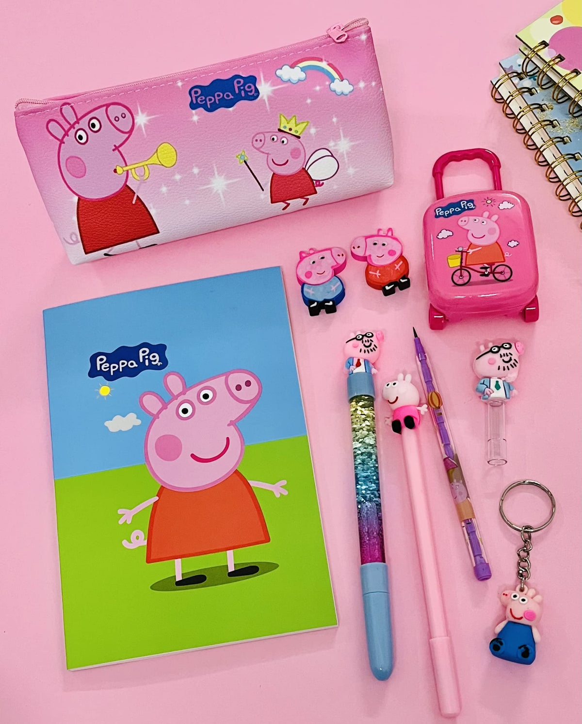 Le Delite Cute Stylish Cartoon Pig Combo For Girls/Boys Kids/Diary Notebook With Pen, Pencil, Suitcase Eraser, Tin Pouch/Piggy P