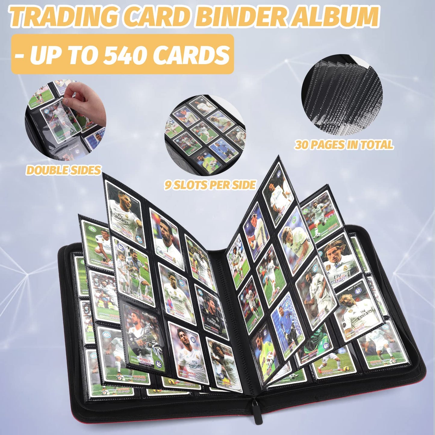 Foalgo Trading Card Binder  Card Collection Binder Album Folder with 540 Side Loading Pockets  9 Pocket Trading Card Album Folder for TGC MTG  Baseball Cards  Yugioh.