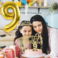 9th Birthday Decorations for Girl Gold, Including 9th Birthday Girl Sash and Tiara for Girls, 9 Birthday Candles and Cake Topper