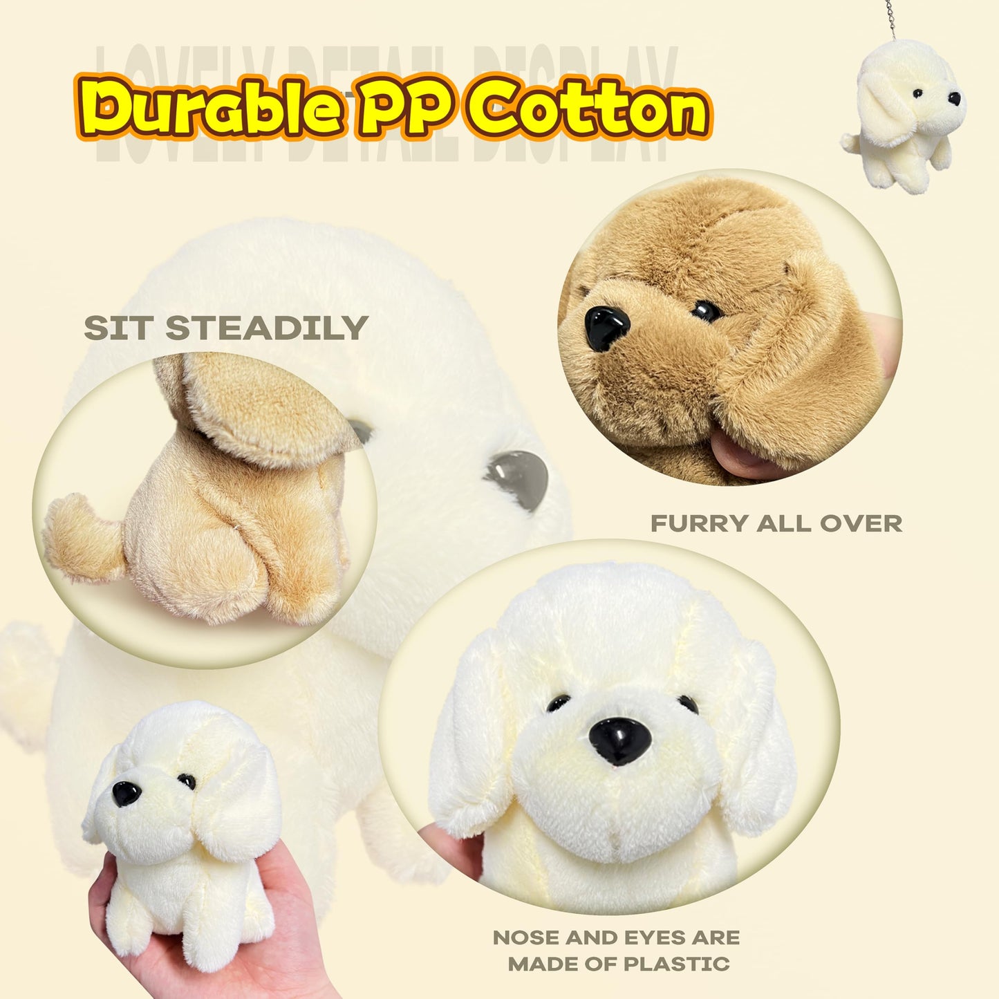 White Puppy Stuffed Animals For Kids And Adults, Mini Animals Plush Toy Key Chain, Cuddly Dog Plushie Toys, Soft Kawaii Dog Stuf