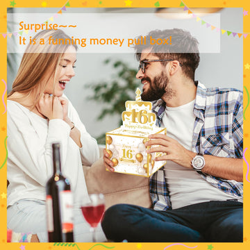 Meiidoshine 16Th Birthday Money Box For Cash Gift, Surprise Pull Out Money Gift Box With 100Pcs Transparent Bags - Fun Ways To Give Cash As A 16Th Birthday Gift For Girls Boys
