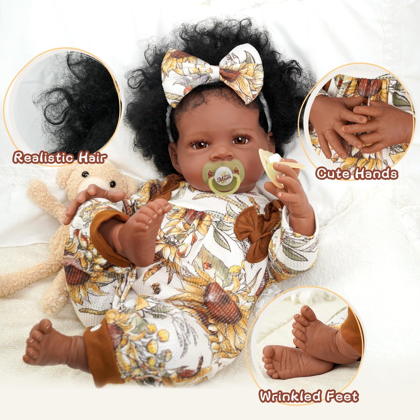Babeside Black Baby Dolls Girl - 20 -Inch Lifelike Realistic Newborn Baby Dolls Real Life Baby With Clothes And Toy Gift For Kids Age 3+ - Megan