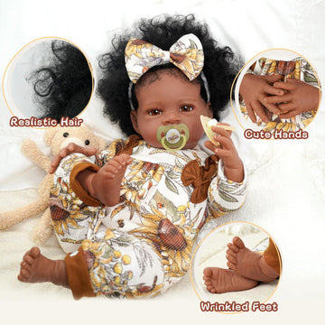 Babeside Black Baby Dolls Girl - 20 -Inch Lifelike Realistic Newborn Baby Dolls Real Life Baby With Clothes And Toy Gift For Kids Age 3+ - Megan