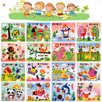 Cqg #H Style 16Pcs 11.5'' X 8.2'' Large 3D Eva Foam Sticker Puzzle Game Diy Cartoon Animal Learning Education Toys For Children.