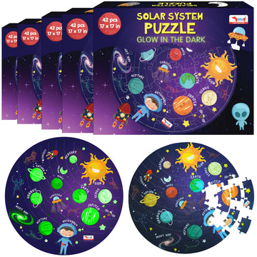Cocomoco Kids Birthday Return Gifts For Kids Bulk Pack Of 5 Pcs - Solar System Puzzle - Glow In The Dark - Educational Toy - Spa