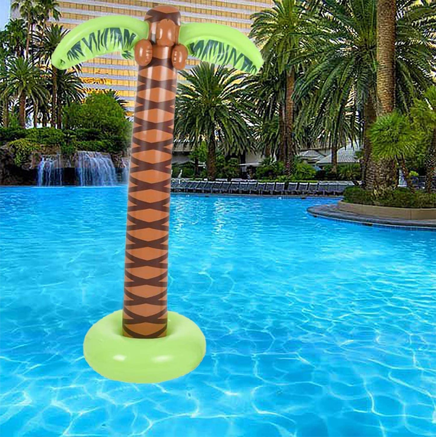 The Dreidel Company Inflatable Palm Tree Luau Decorations, Large 5.5 Ft, Tiki Pool Parties, Beach Party, Birthday Event, Outdoor Swimming, 66' Tall (2-Pack)