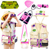 Kidz@Play Bug Hunting Kit, Pink Vest, Hat, Binoculars, Lg. Net, Bug Container, Whistle, Flashlight, Magnifier, Thermostat, Compass, Tweezers