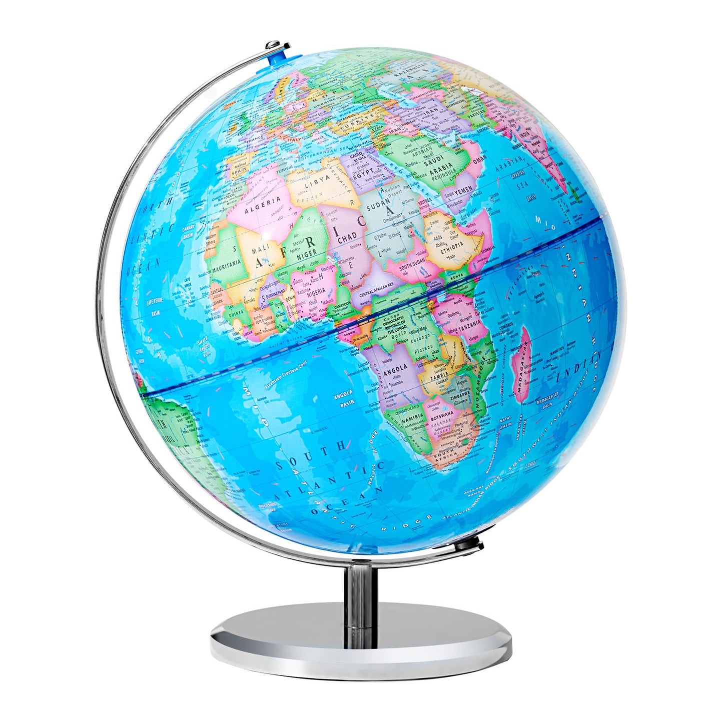 Bshapplus 13'' World Globe For Kids, Classroom Globe For Education & Decoration With Metal Base, Hd Film Surface
