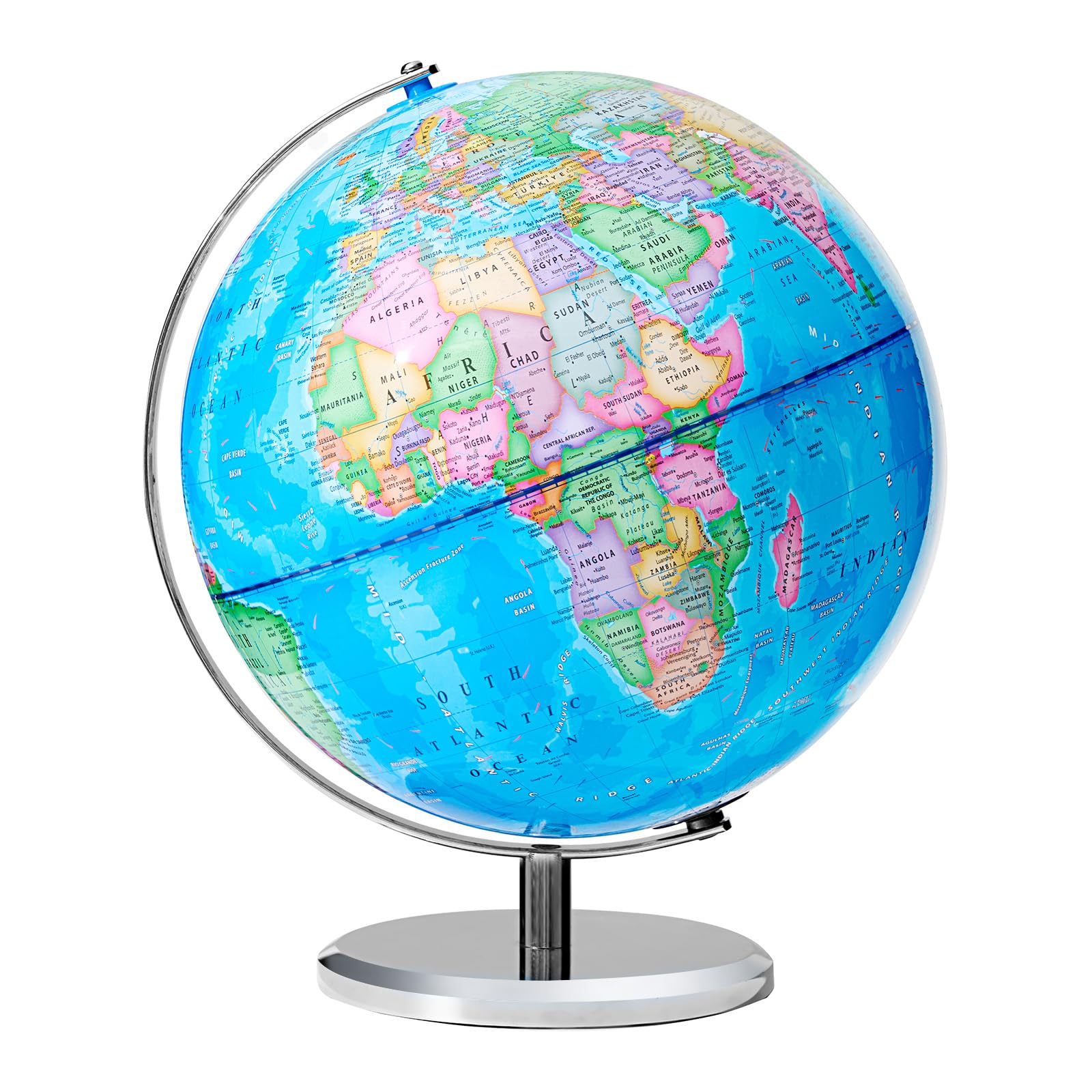 Bshapplus 13'' World Globe For Kids, Classroom Globe For Education & Decoration With Metal Base, Hd Film Surface