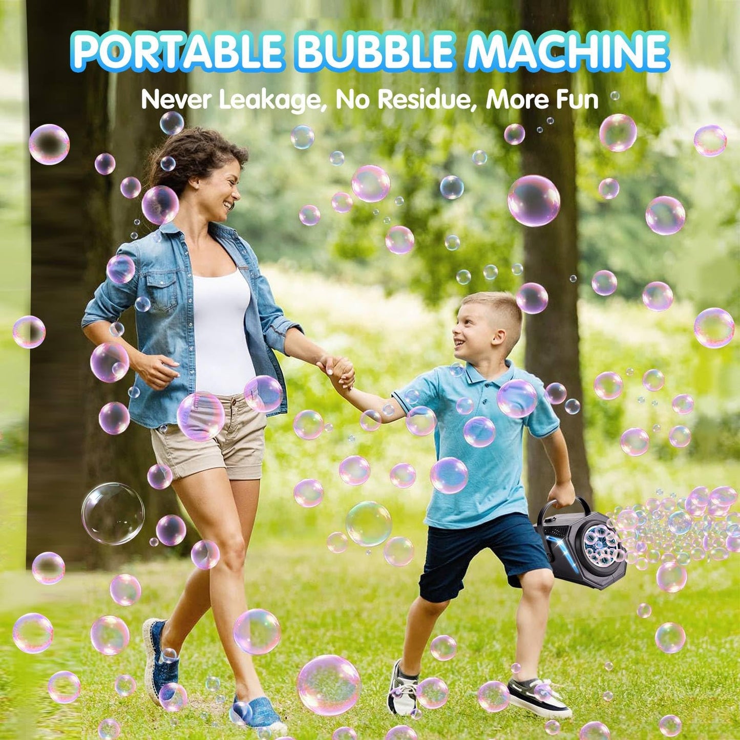 Bubble Machine Automatic Bubble Blower For Kids Bubble Maker For Toddlers 1-3 4-8 10000+ Big Bubbles Outdoor Toys For Parties Bi