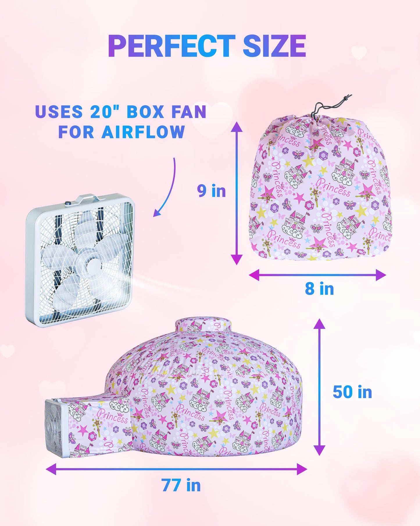 Skywin- Inflatable Tent for Kids Large Princess with Door Playhouse for Kids - Inflatable Air Tent for Kids, Inflatable Fort Set