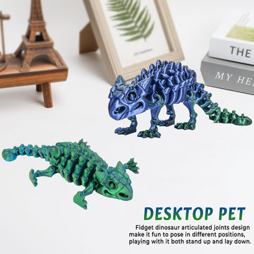 3D Printed Dinosaur  3D Printed Animals Dragon Fidget Toy mature-themed Desk  Poseable Dino Skeletons with Articulated Joints  Easter Basket Stuffers  Home Decor  Stress Relief Toy for Autism (Ankylosaurus)