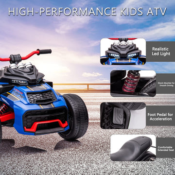 Luibas 24V Kids Atv 3 Wheeler Kids Ride On Motorcycle With Led Lights, Ride-On Electric Car For Kids With Rubber Plastic Polymer