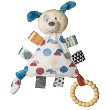 Mary Meyer Taggies Teething Toy Rattle, 6-Inch Plush Puppy, Portable Triangle with Sensory Tags, One Size