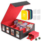 Card Deck Storage Box for Trading Cards 3000+MTG Deck Box with 24 Colorful Divider Tabs 4 Divider and Dice Box, Card Supporters