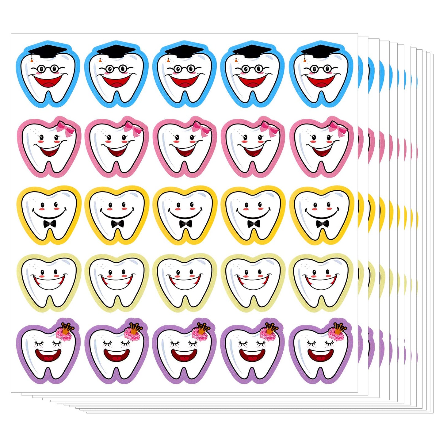 300 Pcs Tooth Stickers Funny Teeth Sticker Tooth Shaped Dental Stickers for Kids Classroom Party Prizes Car Office Wall Laptop W