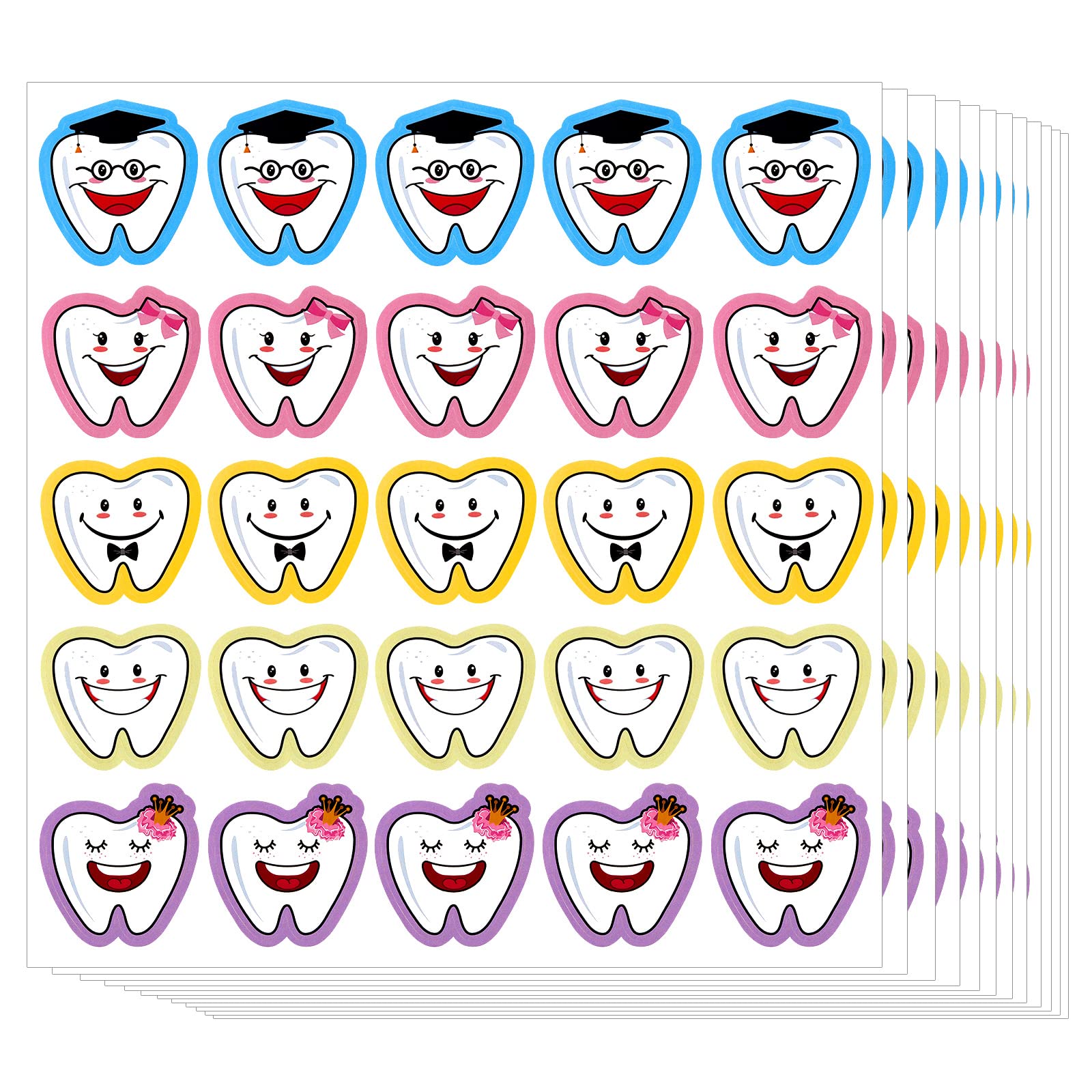 300 Pcs Tooth Stickers Funny Teeth Sticker Tooth Shaped Dental Stickers for Kids Classroom Party Prizes Car Office Wall Laptop W