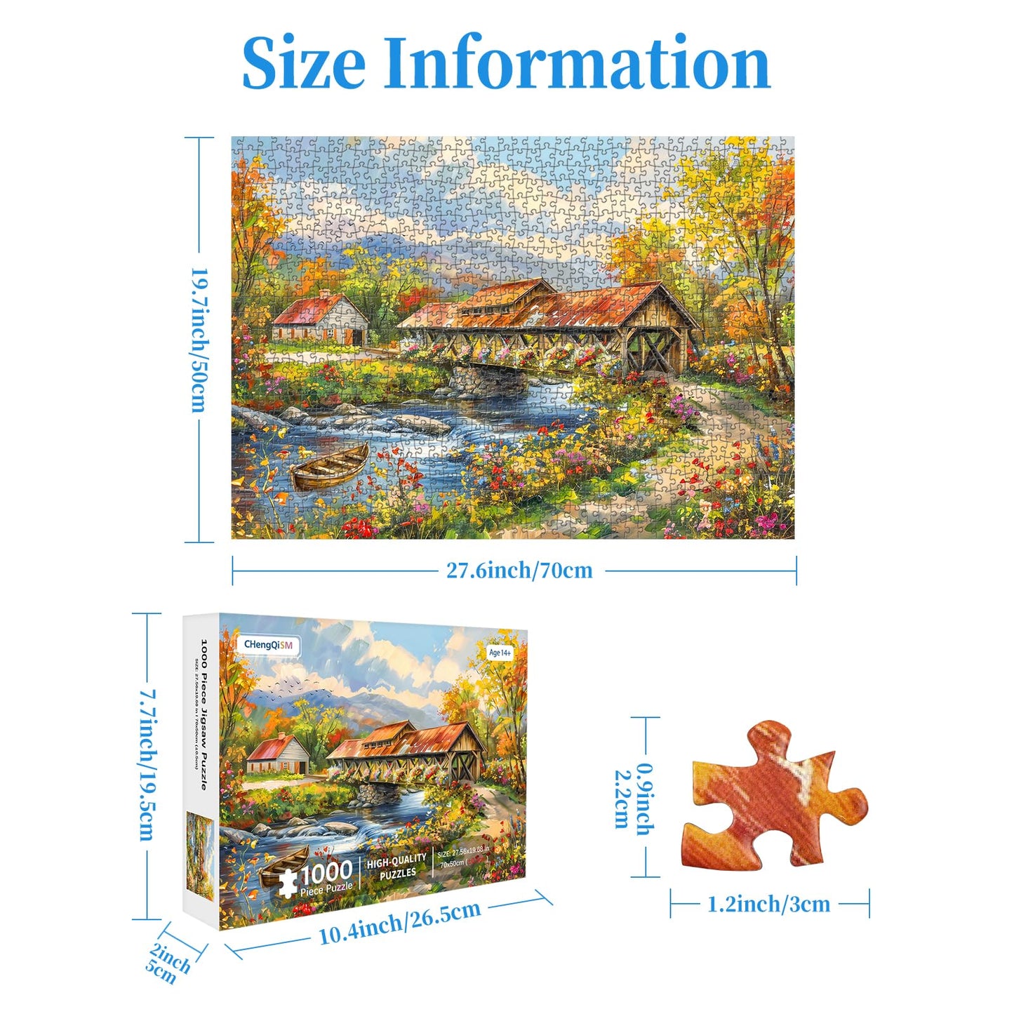 Flower Village 1000 Piece Puzzle for mature-themeds  Country Scene Puzzles for mature-themeds 1000 Pieces  Jigsaw Puzzles 1000 Pieces Autumn Countryside Landscape Puzzle for mature-themeds Teens Seniors Challenging Game