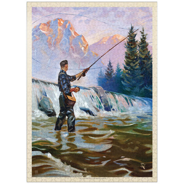 Mypuzzle Classic Sportsman: Fly Fishing, Vintage Poster - Premium 1000 Piece Jigsaw Puzzle For Adults