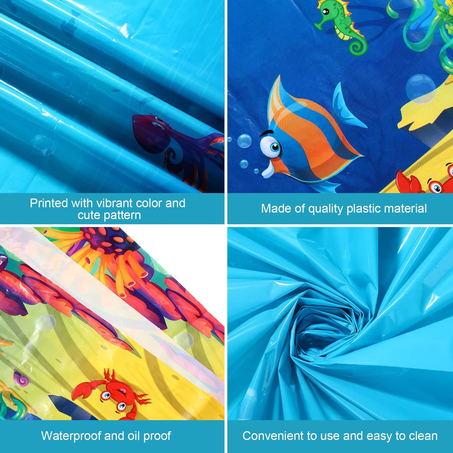 Under The Sea Tablecloths Ocean Waves Table Covers Ocean Animal Shark Table Clothes Underwater Plastic Table Covers for Fishing