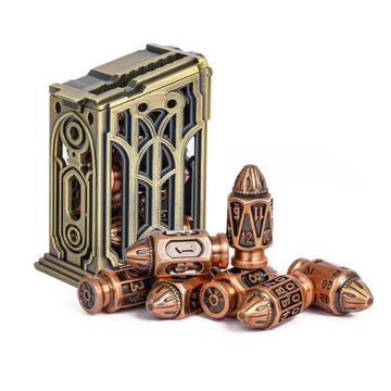 Udixi Metal Dnd Bullet Dice Set With Magazine Container, 7-Die Polyhedral Dice Set Cyberpunk Style For D&D, Role Playing Game Or