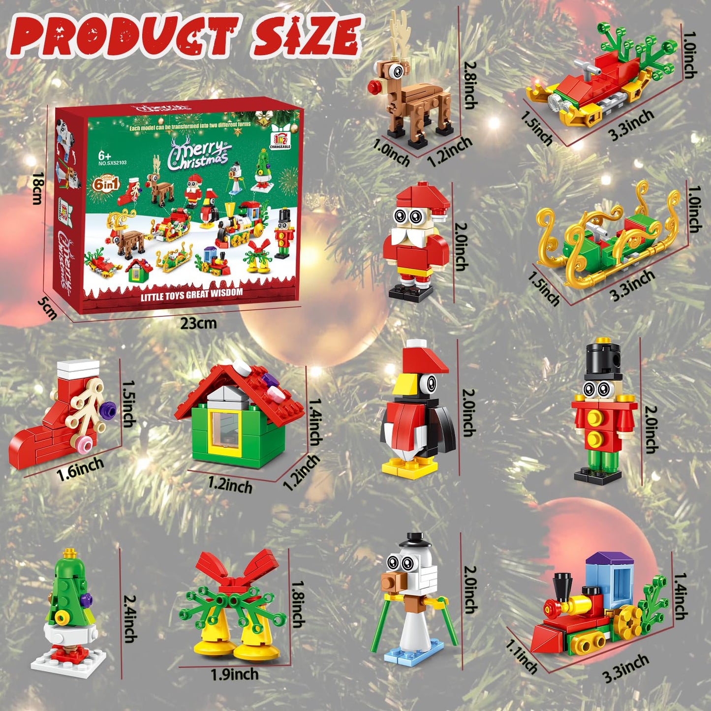 12 Pack Building Toys-Christmas Building Blocks, 6-in-1 Mini Blocks Building Sets, 300 Pieces Mini Christmas Party Favors for bo