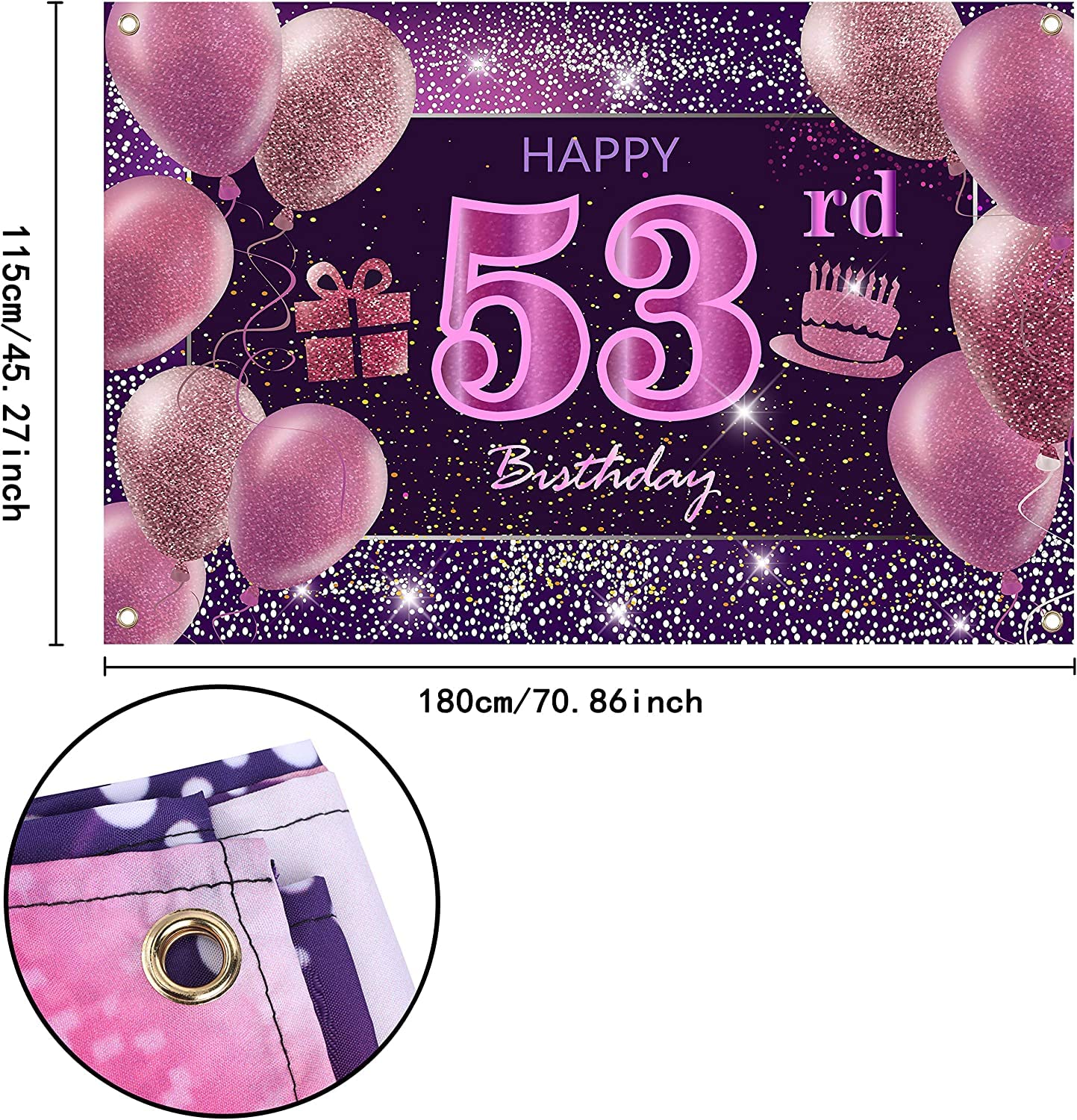 53Rd Birthday Decorations For Girls Happy Birthday Banner Pink Decorations For A Party Birthday Backdrop For Women