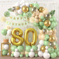 80Th Birthday Decorations Sage Green,80Th Birthday Balloon Garland Party Decorations With Number 80 Foil Balloons,Happy Birthday