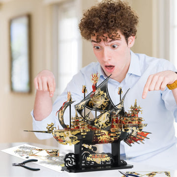Piececool 3D Metal Puzzles Ship Models Kits To Build For Adults, The Wind Breaker Ship Model Building Kit, Brain Teaser Diy Craft Toys Gifts For Teens Man Woman Family- 709 Pcs