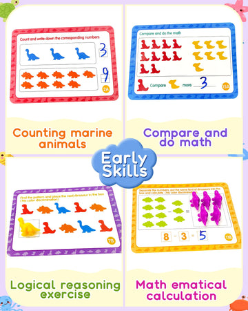 Yetonamr Counting Dinosaurs Montessori Toys For 3 4 5 Years Old Boys Girls, Math Manipulatives Preschool Learning Activities Gifts Sensory Toys Stocking Stuffers For Toddler Ages 2-4, 3-5, 4-8