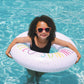 Rae Dunn X Coconut Float Junior Ring Float - Hello Summer Theme - 32 Inch Inflatable Raft & Durable Water Inner Tube - Stable Ri
