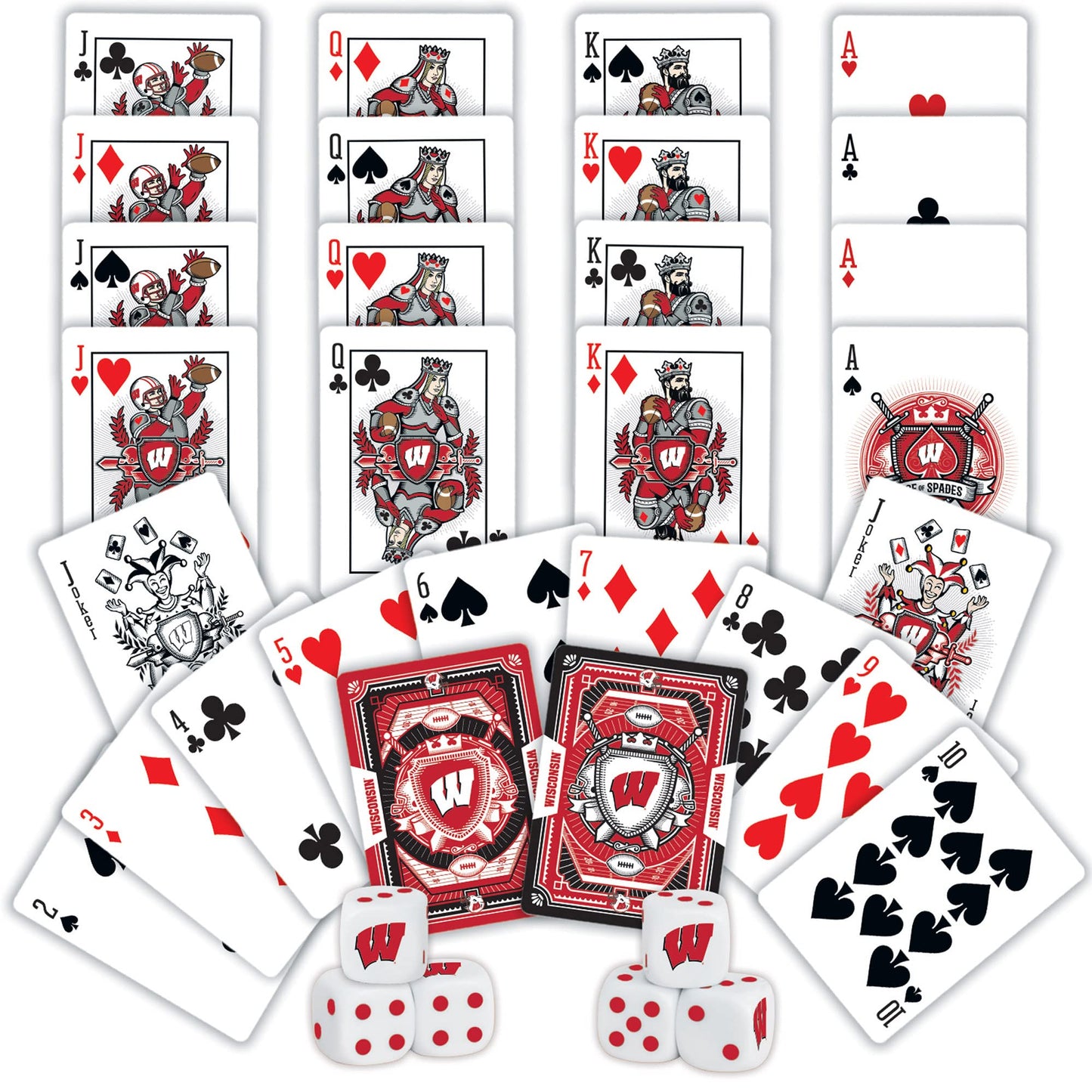 Masterpieces Game Day - NCAA Wisconsin Badgers 2-Pack Playing Cards & Dice Pack - Officially Licensed Set for mature-themeds and Family