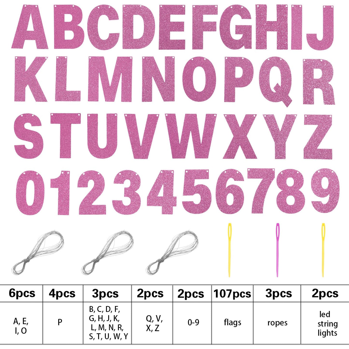 Taobary 112 Pcs Diy Letter Banner Glitter Customizable Banner Kit Custom Banner Including 107 Letters And Numbers 3 Rope For Bir