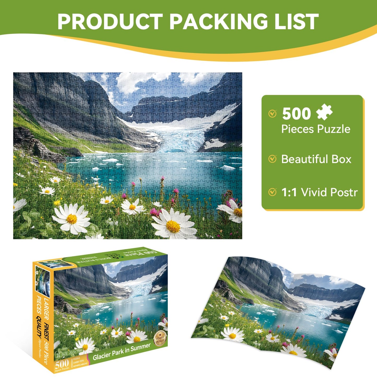 500 Piece Puzzle for mature-themeds - Ice Flower Jigsaw Puzzle - Youths & mature-themeds Favorite Nature Puzzle - Birthday & Holiday Party Gift for Family & Kids - Funny and Relaxing - 20.5 x 15 in