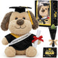 Hollowfly Graduation Dog Gifts Set Include Graduation Dog of 2026 Stuffed Animal with Cap and Gown, Artificial Flower, Graduate 