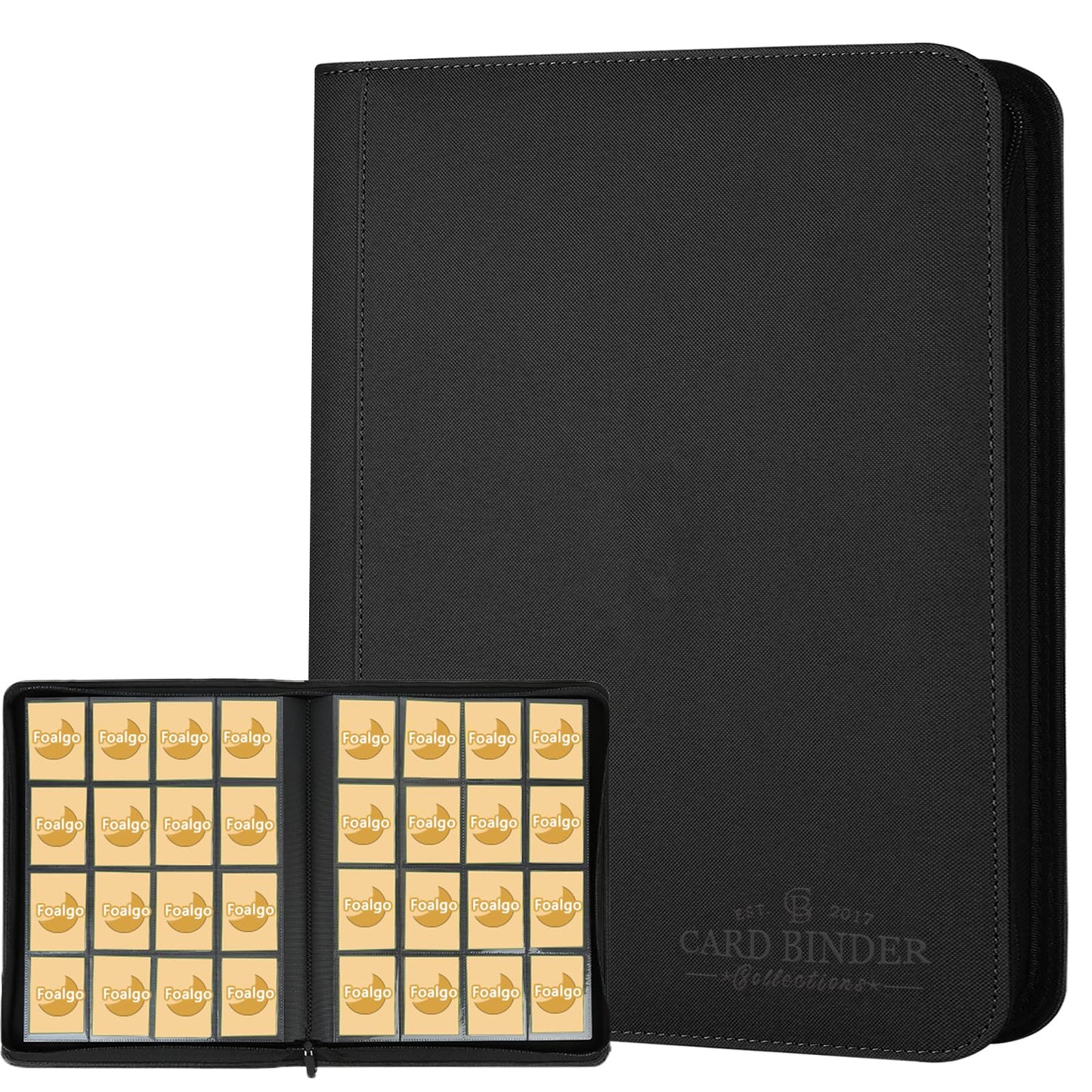 Trading Card Binder 16 Pocket  Foalgo PU Cover Card Binder for 1000+ Cards  enhanced Trading Card Holder Folders  Double Sided Pocket Card Album for MTG  TCG (Black)