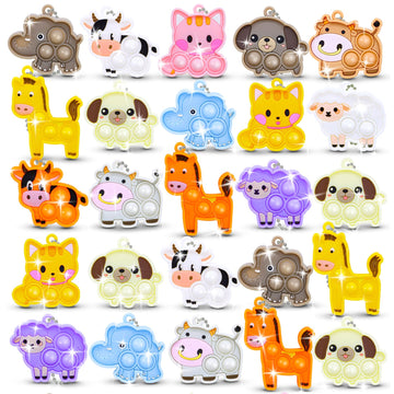 30Pcs Party Favors For Kids Fidget Toys Bulk Mini Pop Keychain Stocking Stuffers Birthday Carnival Treasure Classroom Prizes Toddler Toys Fidget Pack Stress Relief Toys