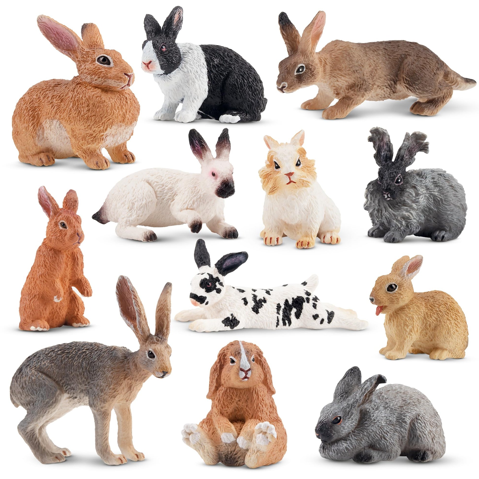 Toymany 12Pcs Bunny Figures Toys For Kids, Easter Rabbit Figures Farm Animal Toy For Cake Toppers Party Favors For Toddlers