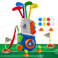 PJG Toddler Golf Set with Mat, Plastic Kids Golf Clubs 3-5 with 4 Golf Clubs and 10 Balls, Indoor and Outdoor Golf Toys with Car