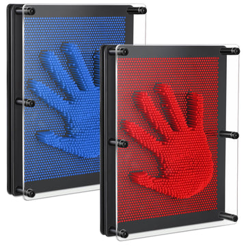 Jenaai 2 Pack Extra Large 3D Pin Art Board Toy 10 x 8 Inch Plastic Pin Art Board Sensory Toy Stress Relief Fidget Toy for Boys Girls mature-themed Creative Fidgets Christmas Birthday Gifts  (Red and Blue)