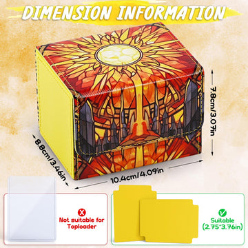 Uaono Deck Box For Mtg Cards, Trading Card Storage Box Holds 120+ Sleeved Commander Deck, Pu Leather Card Box Suits Tcg Magic Cards With 2 Dividers (Yellow,Sun)