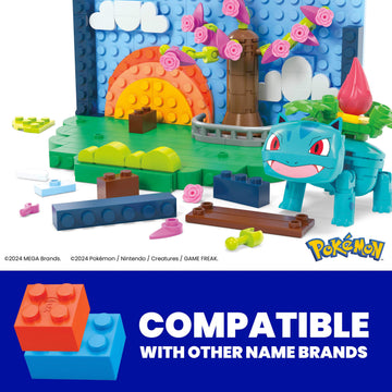 Pokemon Park Scene Building Set with 1 Action Figure (220 Pieces) for Kids by MEGA