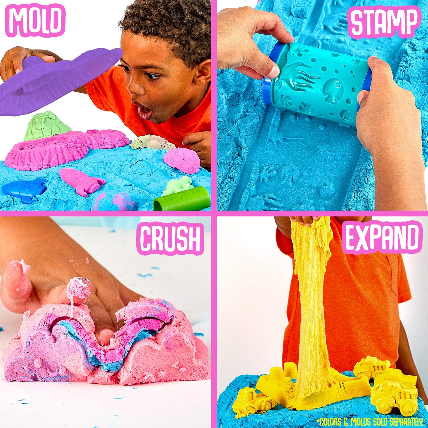 Slimysand Bucket, 5 Pounds Of Slimysand In Purple, Pink And White Glitter, 3 Molds, Bucket Is Reusable For Storage. Super Stretchy & Moldable!