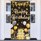 GYA 3x6ft Black Gold Birthday Door Banner Glitter Sequin Happy Birthday Background Cake Balloons Gifts Backdrops Girl Boy Men Wo