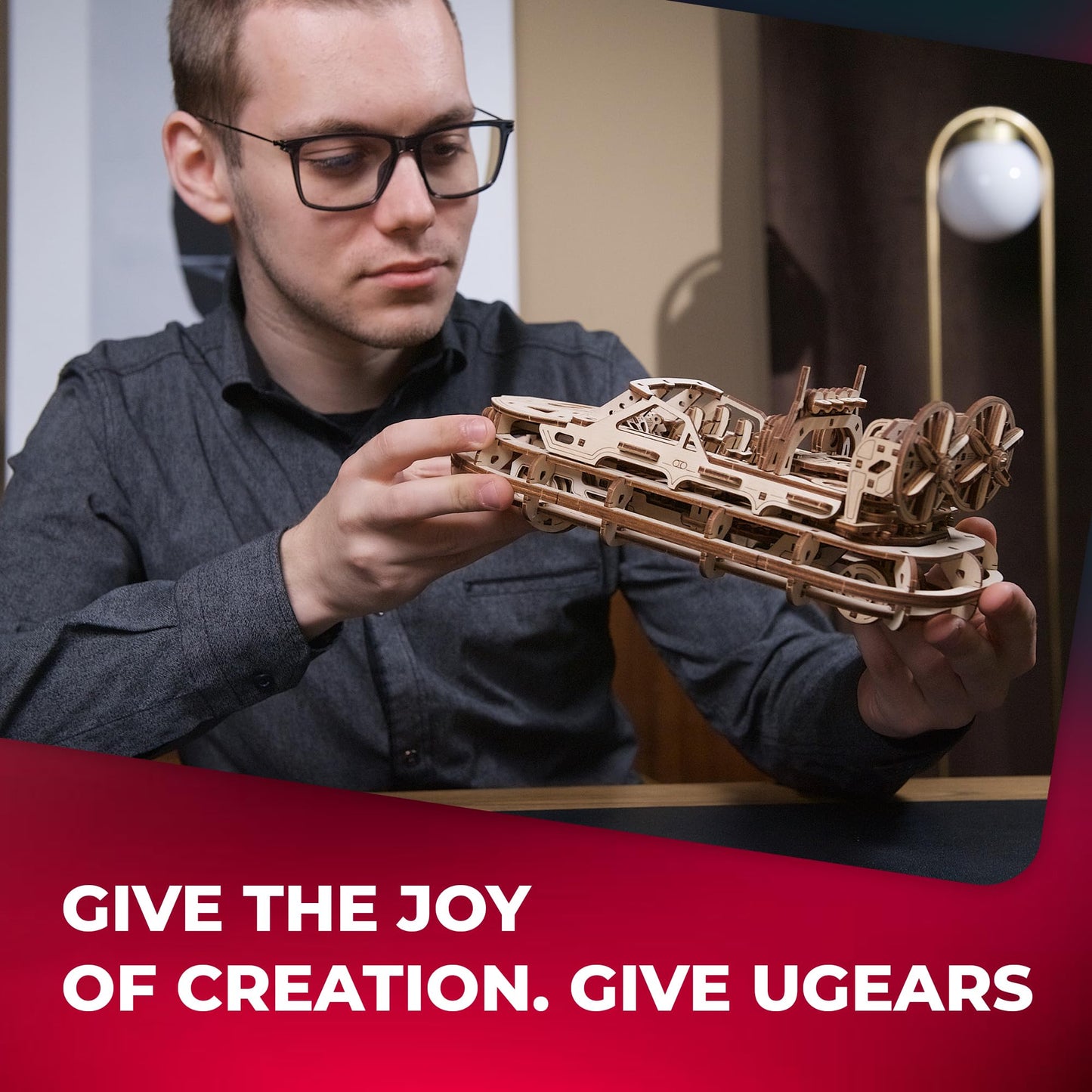 Ugears Rescue Hovercraft - Boat Model Kits For Adults - 3D Wooden Puzzle Ship - Wood Model Boat Kits To Build - Premium Model Boats Kits With Intricate Design To Build For Adults