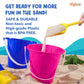 Beach Pail and Shovel Toy Set for Toddler 1-3 Includes 6.75 Inch Colorful Plastic Beach Buckets and Shovels for Sand Castle Buil