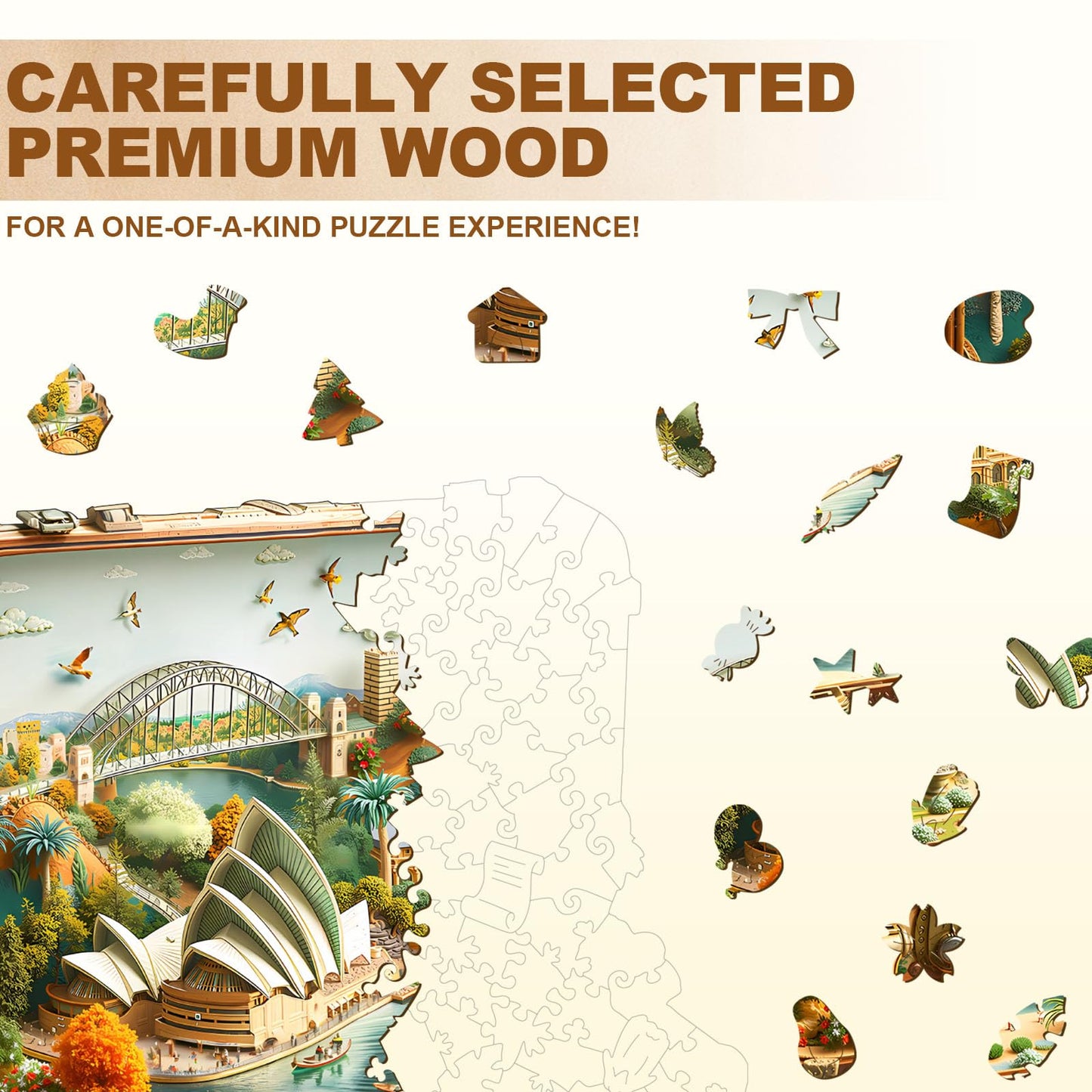 Jigfoxy Wooden Puzzles for mature-themeds  Sydney Opera House Tour Wood Puzzles mature-themed  Unique Animal Shape Wooden Jigsaw Puzzles for mature-themeds  Birthday Gifts for Puzzle Lovers  Family (M-11.4 * 11.2in-190p)