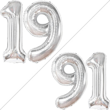 Katchon, Giant 19 Birthday Balloons Silver - 40 Inch | 19 Balloons For 19Th Birthday Decorations | Silver 19 Balloon Number | 19Th Birthday Balloons For 19 Year Old Birthday Party Decorations