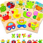 Bekayshad Wooden Puzzles Toddler Toys Gifts For 1 2 3 Year Old Boys Girls, 12 Pack Animal Jigsaw Puzzles Montessori Toys, Learning Educational Christmas Birthday Gifts For Girls Boys Ages 1-3